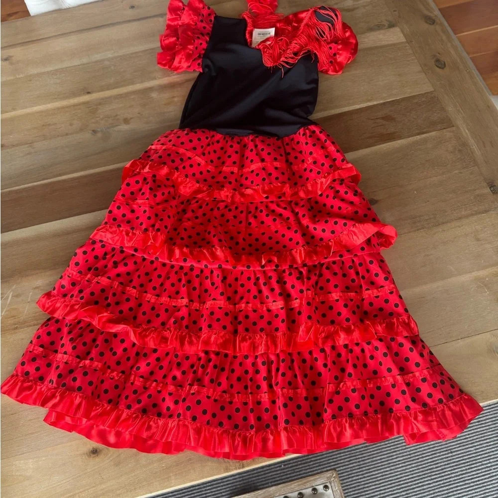 Red Black Polka Dot Flamenco Dress Costume